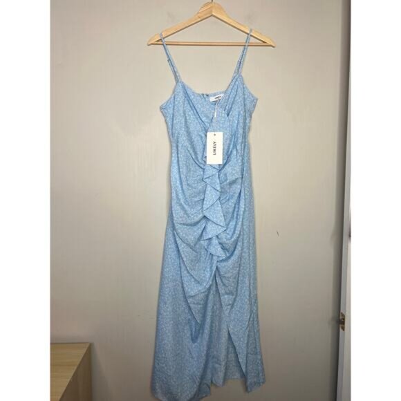 NWT Likely Ruffles Spaghetti Straps Sallie Dress Blue Bell Multicolor Size: 8 - Picture 2 of 9